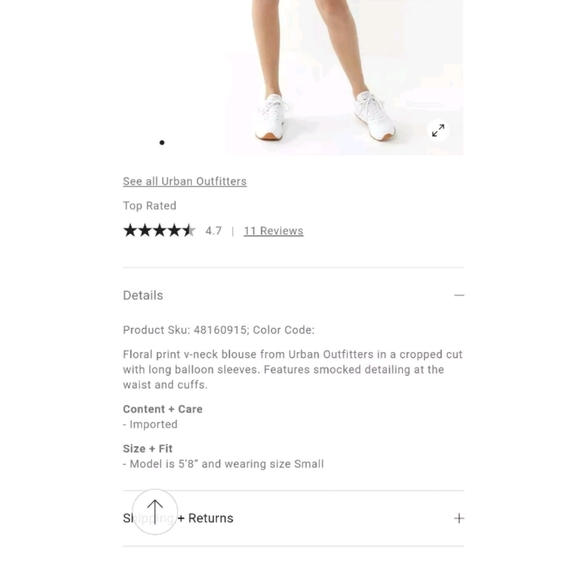 Urban Outfitters Smocked Balloon Sleeve Blouse Top - Picture 6 of 10